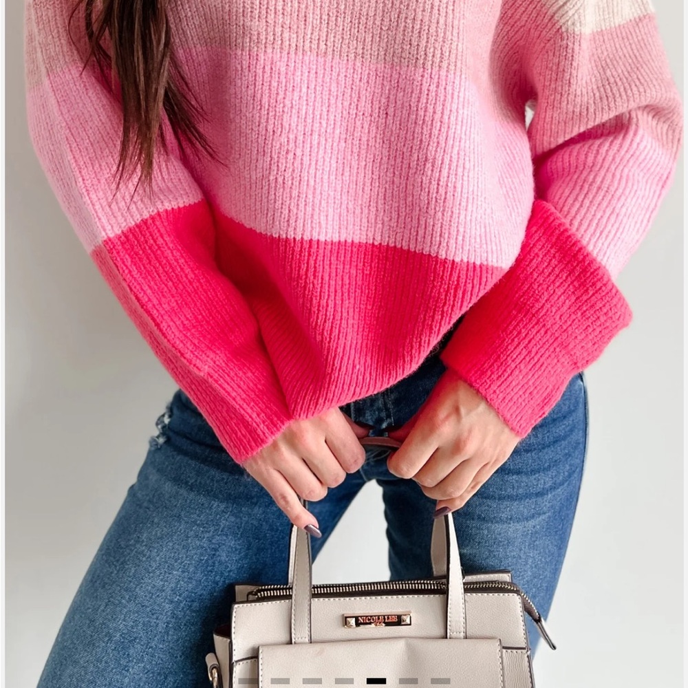 Cream/ Pink Striped Sweater